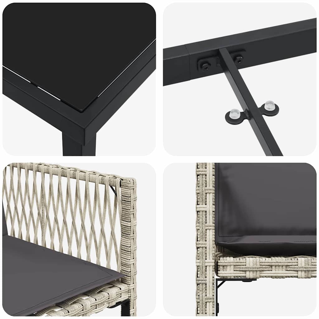 Garten Essgruppe 5 pcs Hellgrau Poly-Rattan