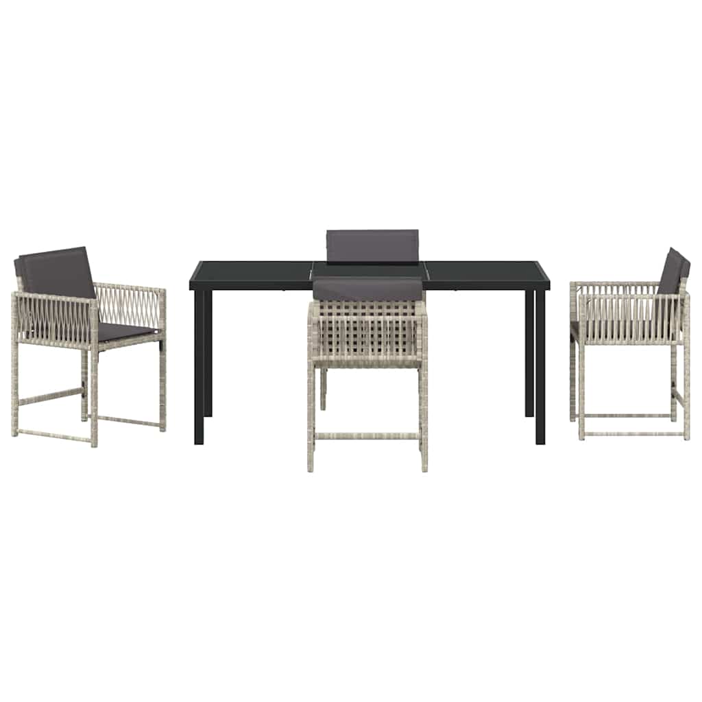 Garten Essgruppe 5 pcs Hellgrau Poly-Rattan