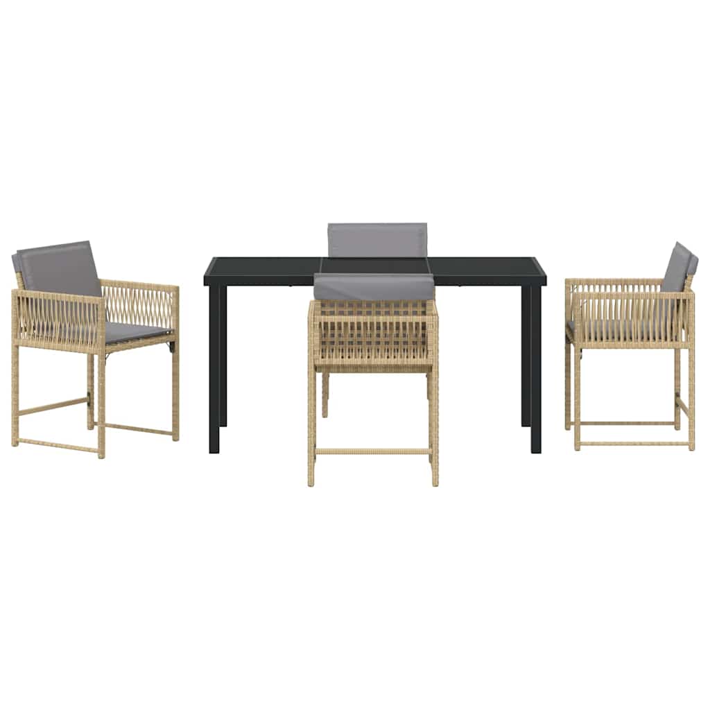 Garten Essgruppe 5 pcs Beige Poly-Rattan