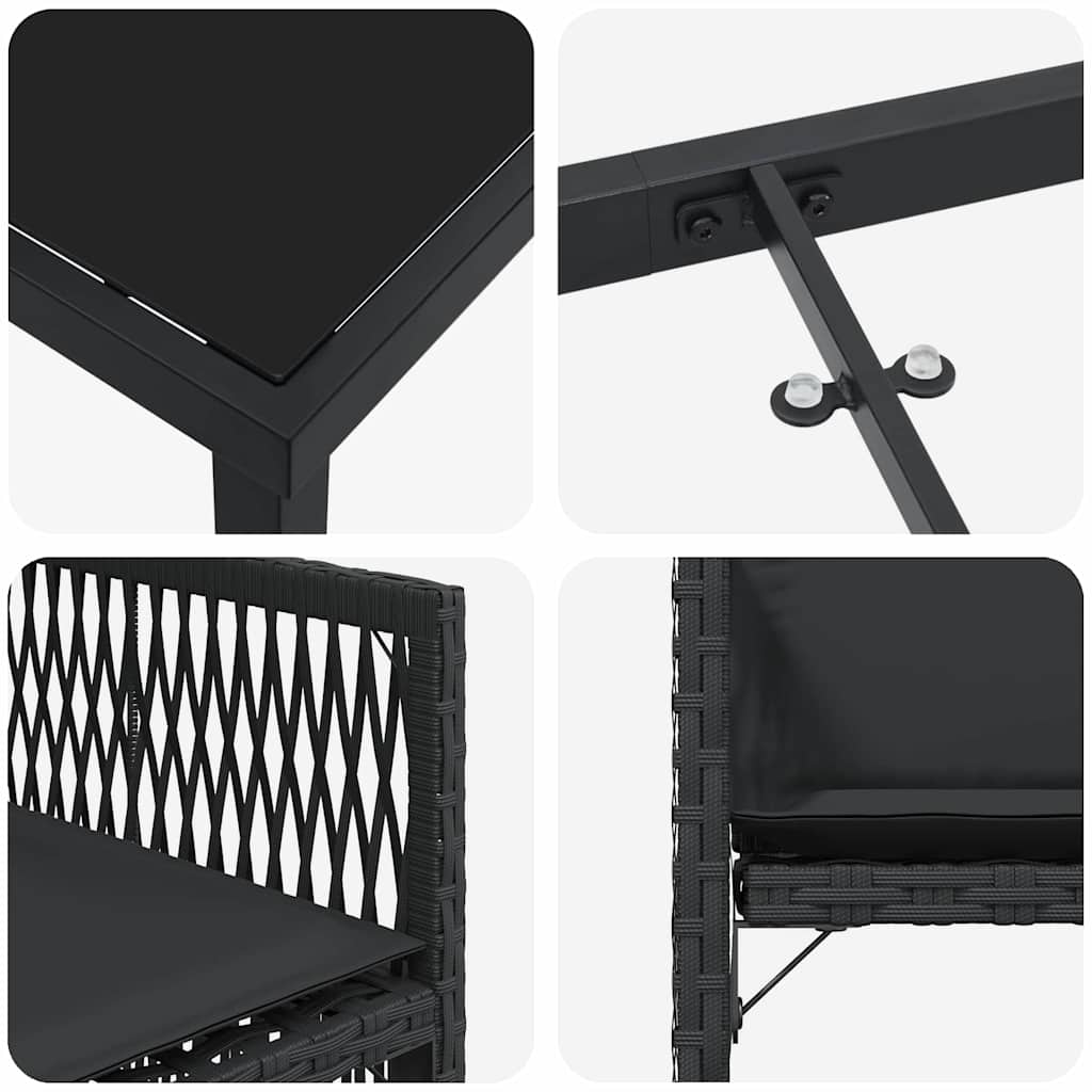 Garten Essgruppe 5 pcs Schwarz Poly-Rattan