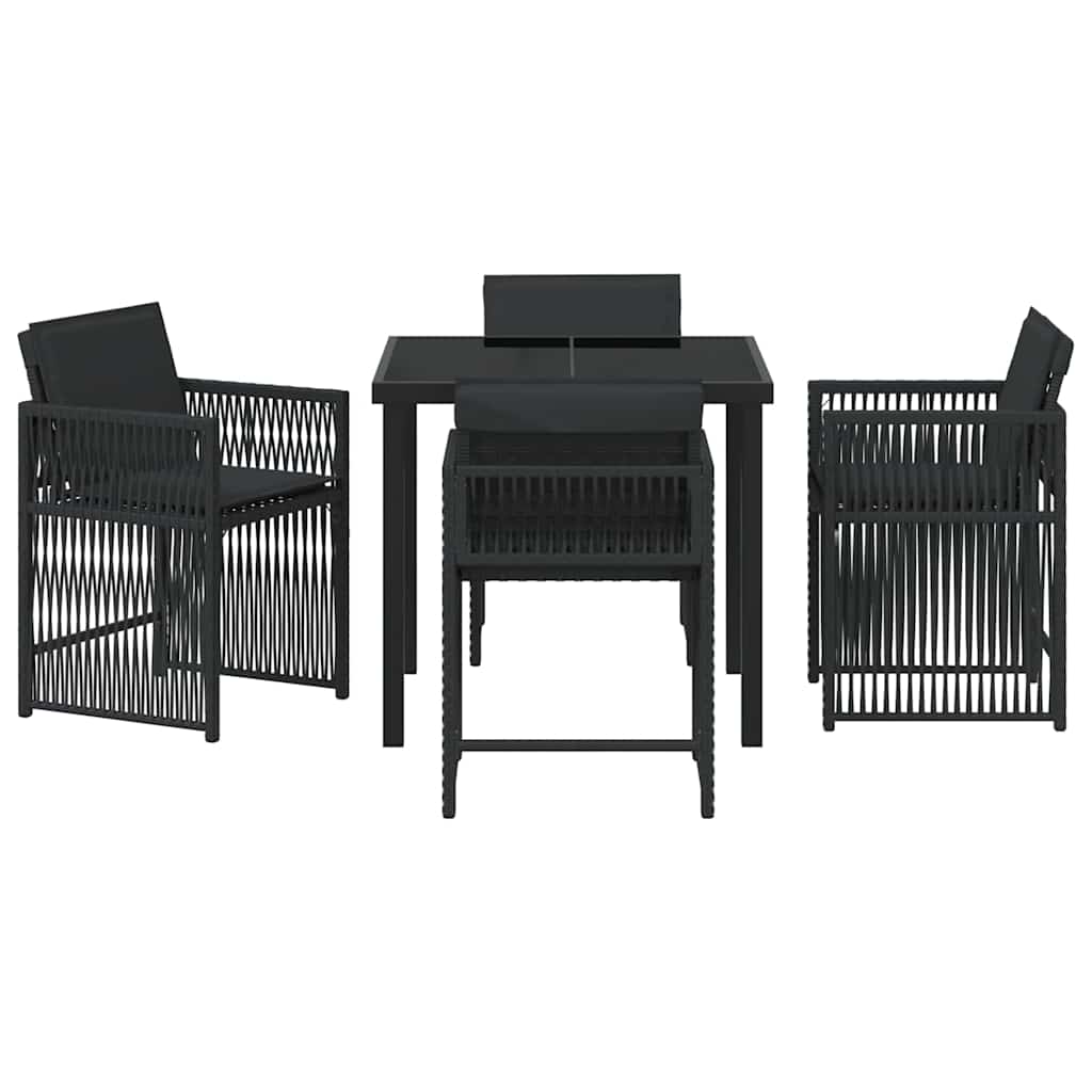 Garten Essgruppe 5 pcs Schwarz Poly-Rattan
