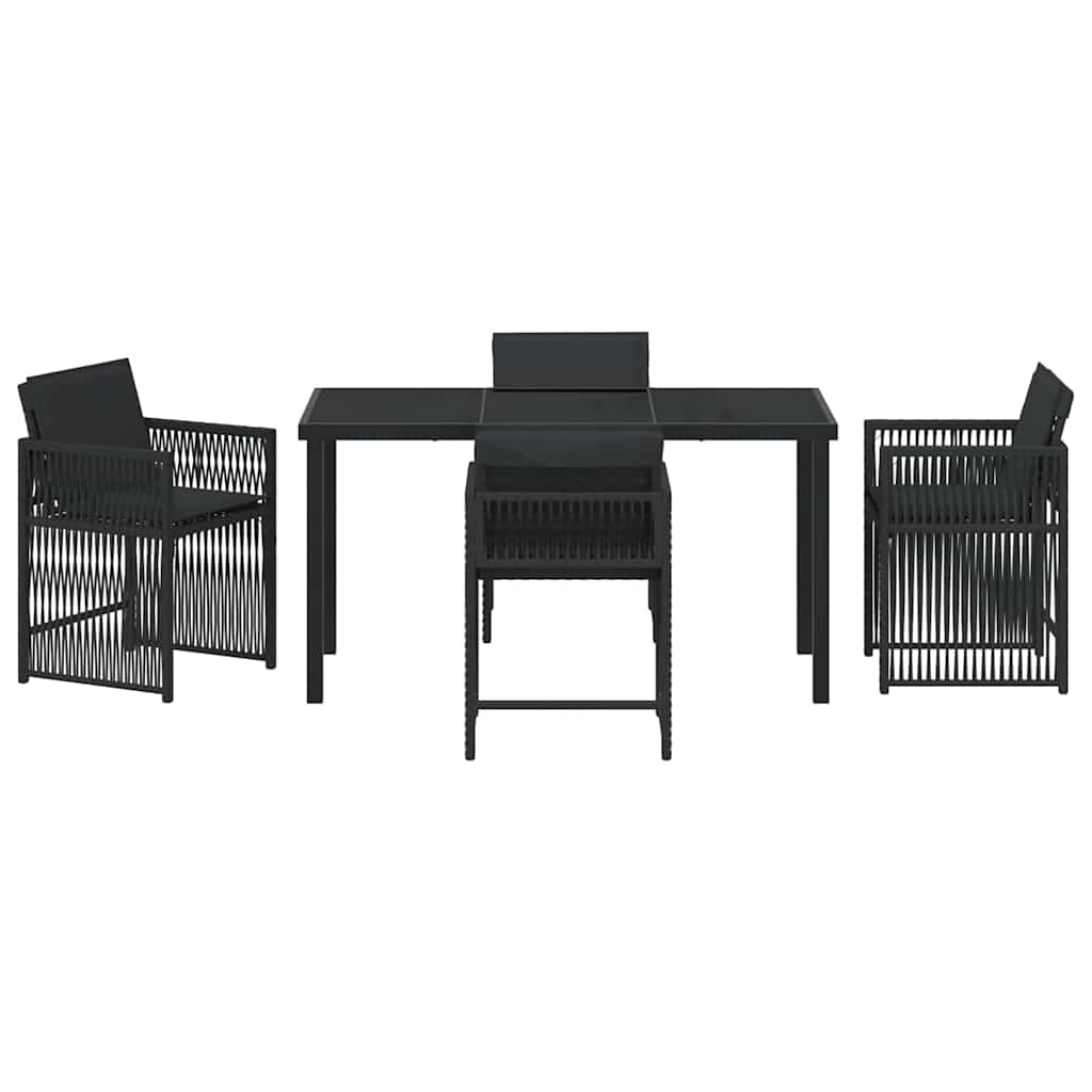 Garten Essgruppe 5 pcs Schwarz Poly-Rattan