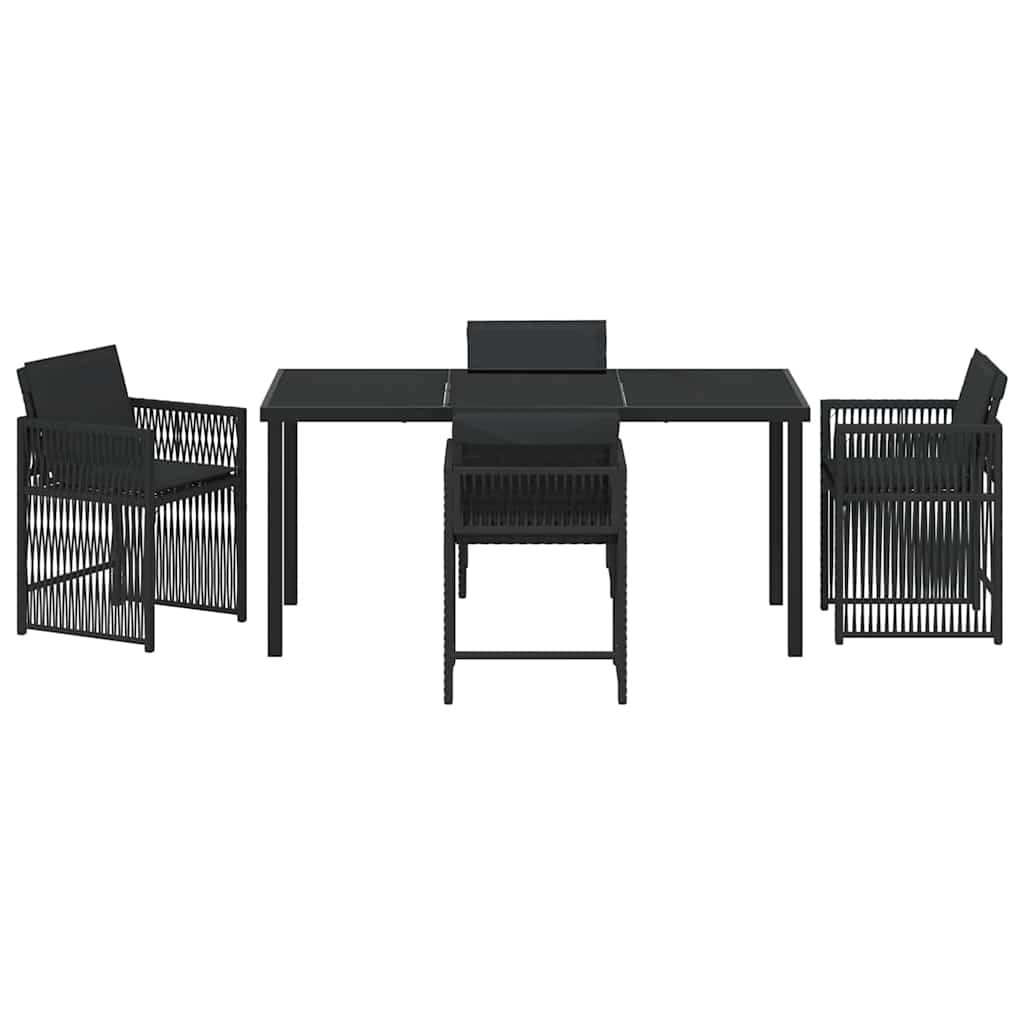 Garten Essgruppe 5 pcs Schwarz Poly-Rattan