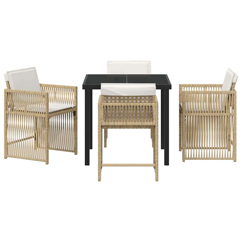 Garten Essgruppe 5 pcs Beige Poly-Rattan