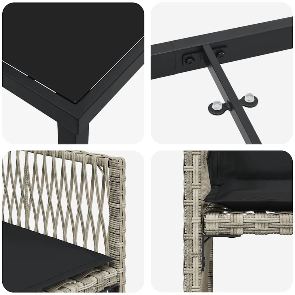 Garten Essgruppe 5 pcs Hellgrau Poly-Rattan