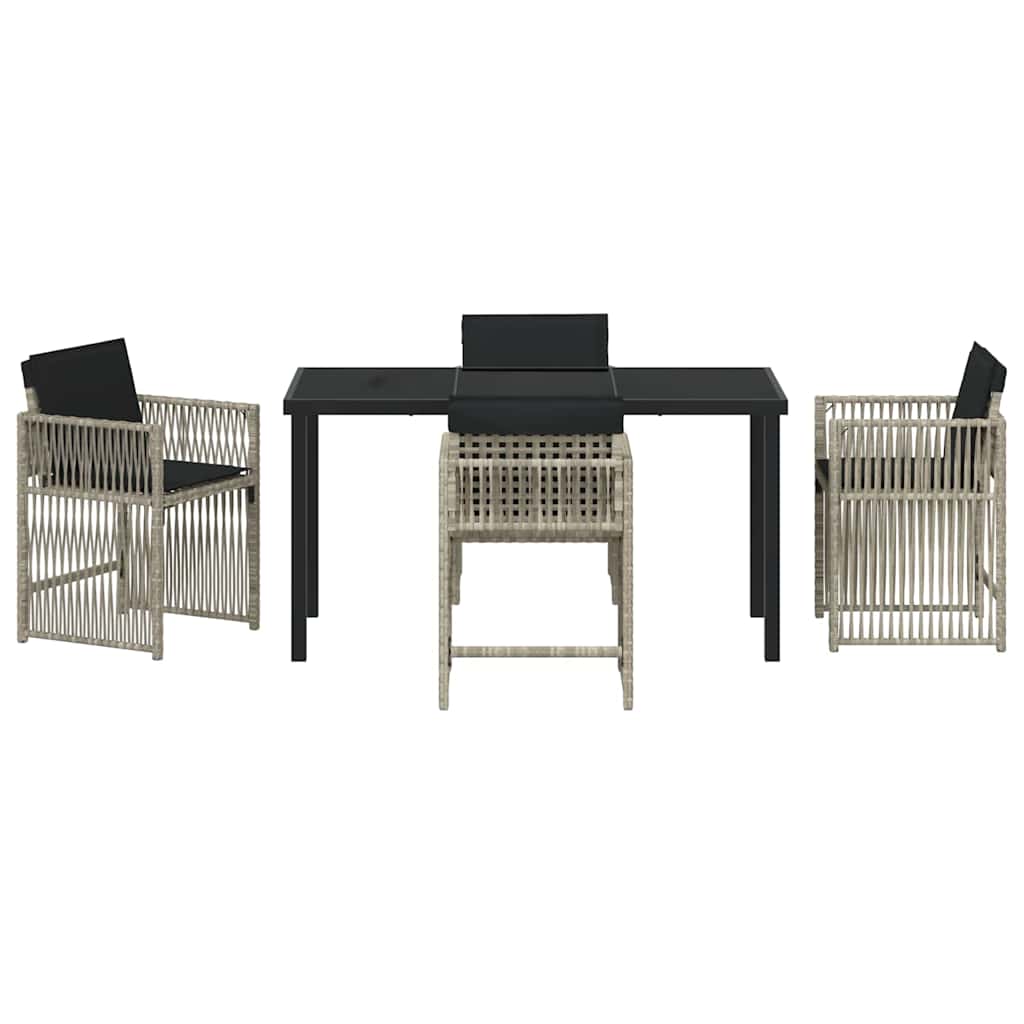 Garten Essgruppe 5 pcs Hellgrau Poly-Rattan