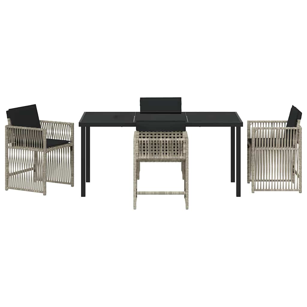 Garten Essgruppe 5 pcs Hellgrau Poly-Rattan