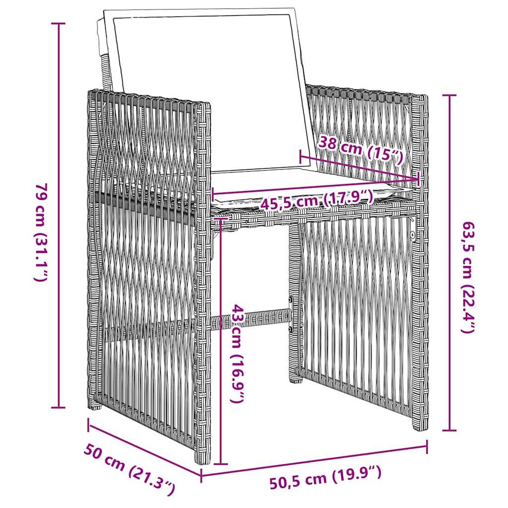 Garten Essgruppe 5 pcs Hellgrau Poly-Rattan