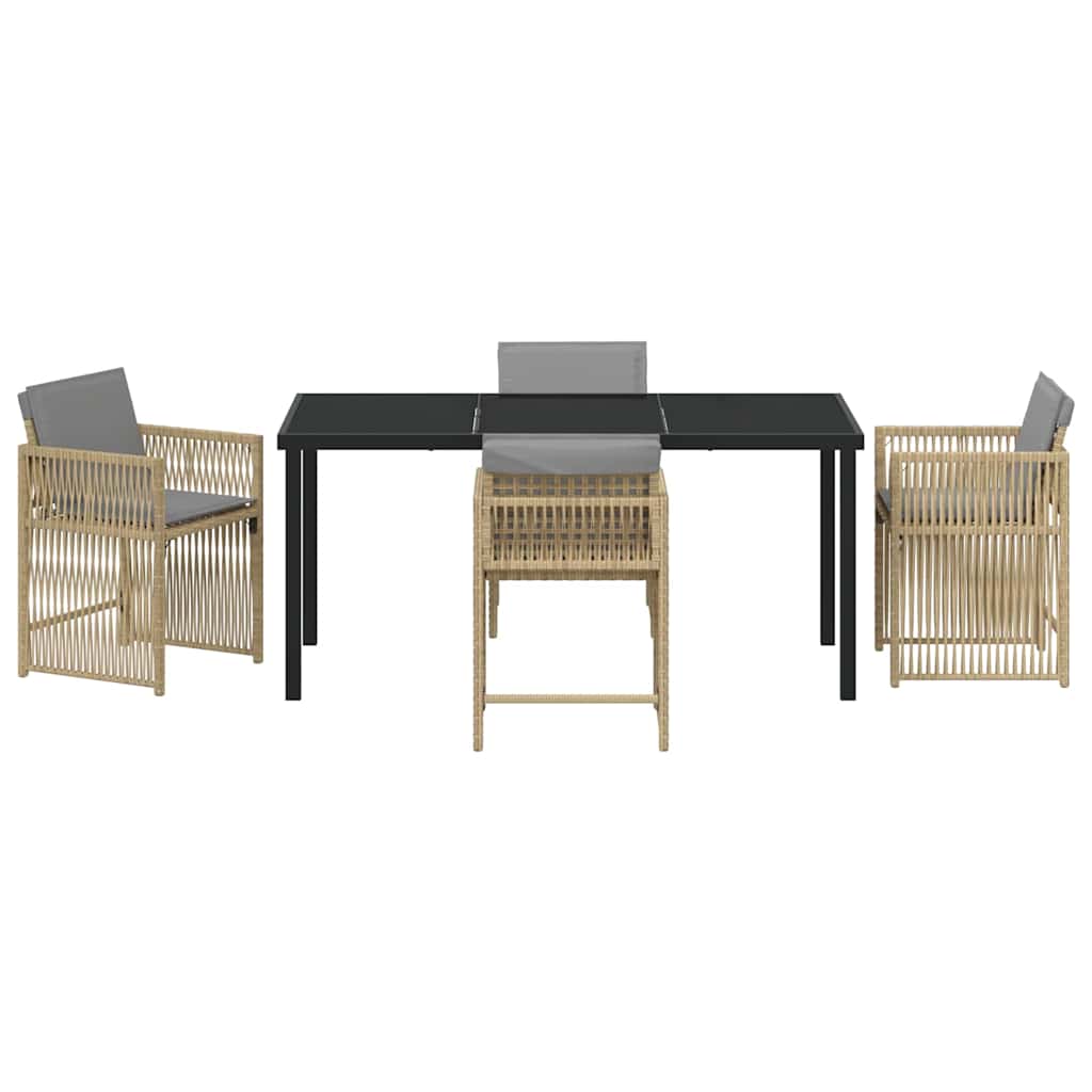 Garten Essgruppe 5 pcs Beige Poly-Rattan