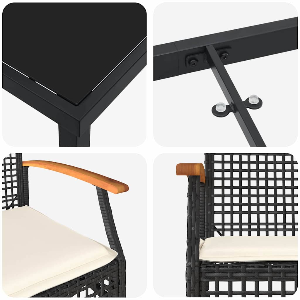 Garten Essgruppe 5 pcs Schwarz Poly-Rattan