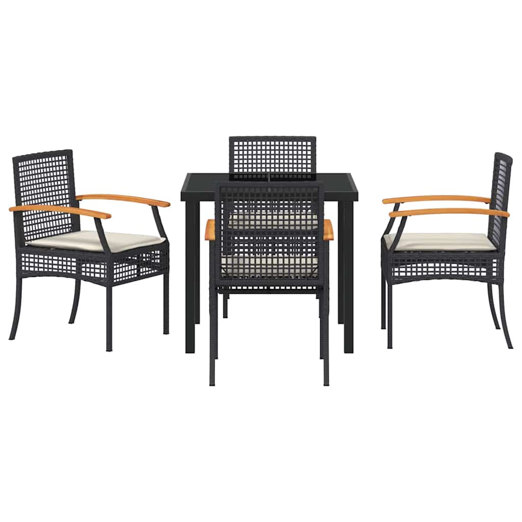 Garten Essgruppe 5 pcs Schwarz Poly-Rattan