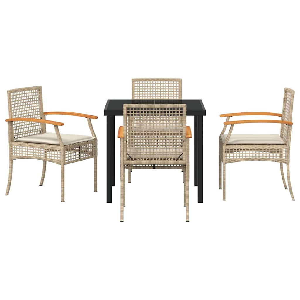 Garten Essgruppe 5 pcs Beige Poly-Rattan