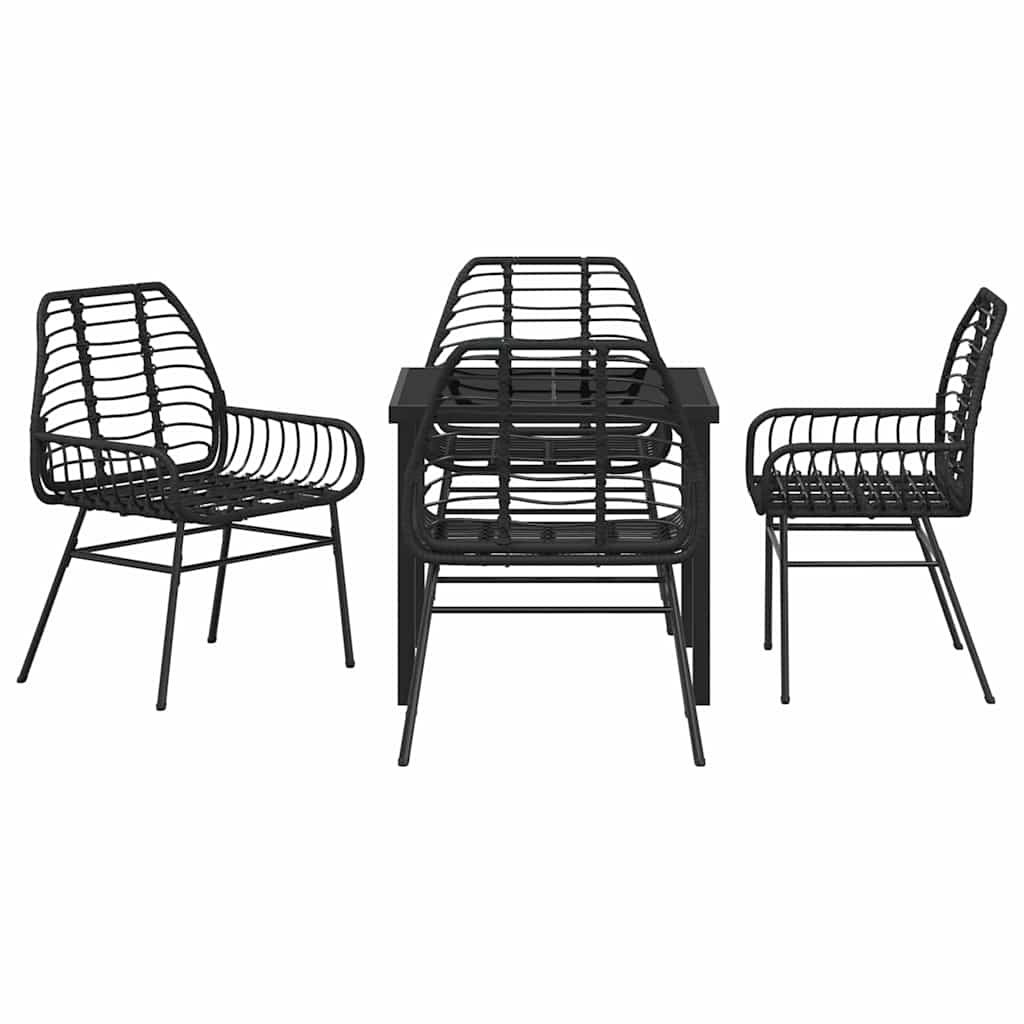 Garten Essgruppe 5 pcs Schwarz Poly-Rattan