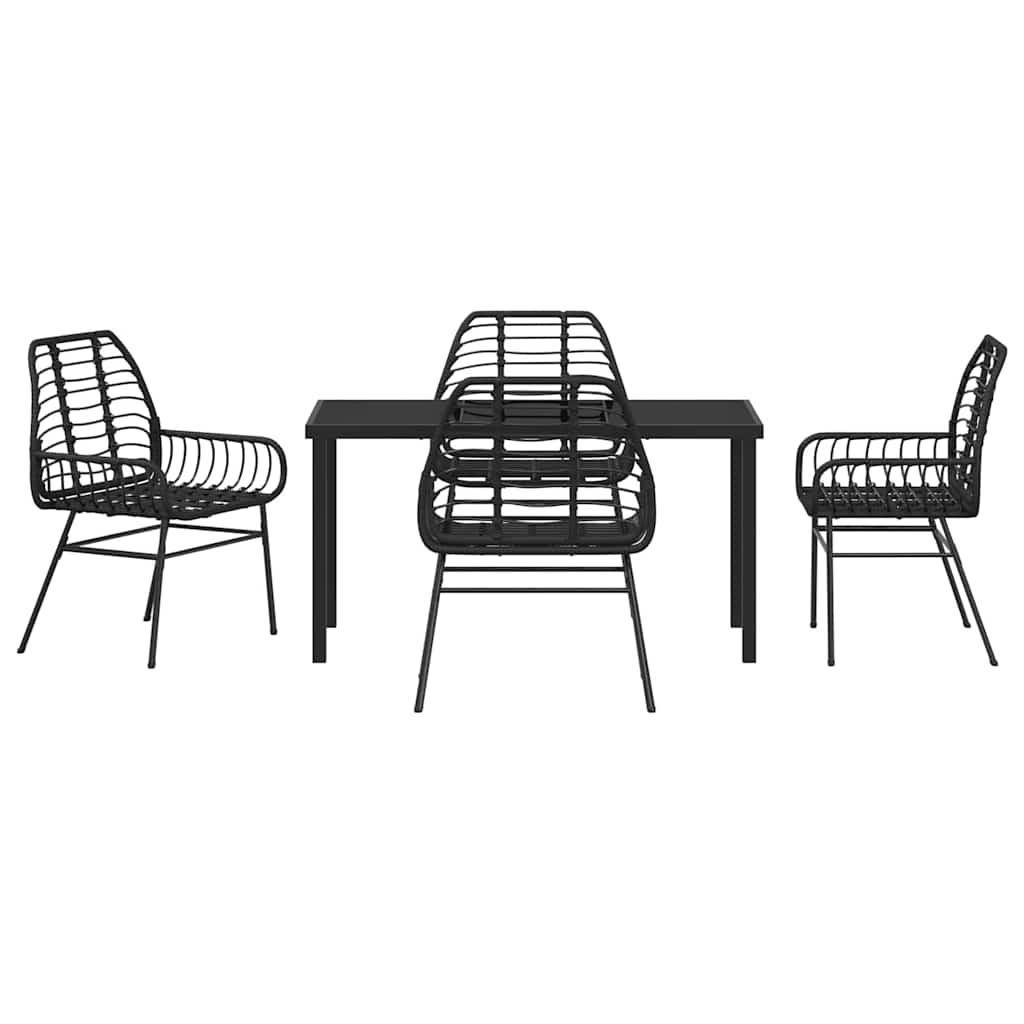 Garten Essgruppe 5 pcs Schwarz Poly-Rattan