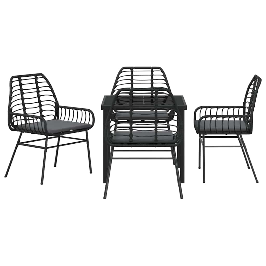 Garten Essgruppe 5 pcs Schwarz Poly-Rattan