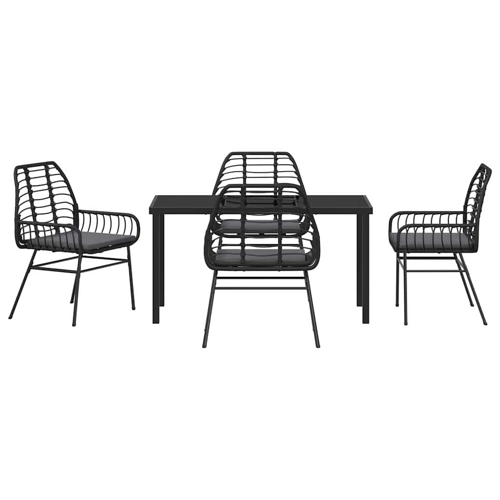 Garten Essgruppe 5 pcs Schwarz Poly-Rattan