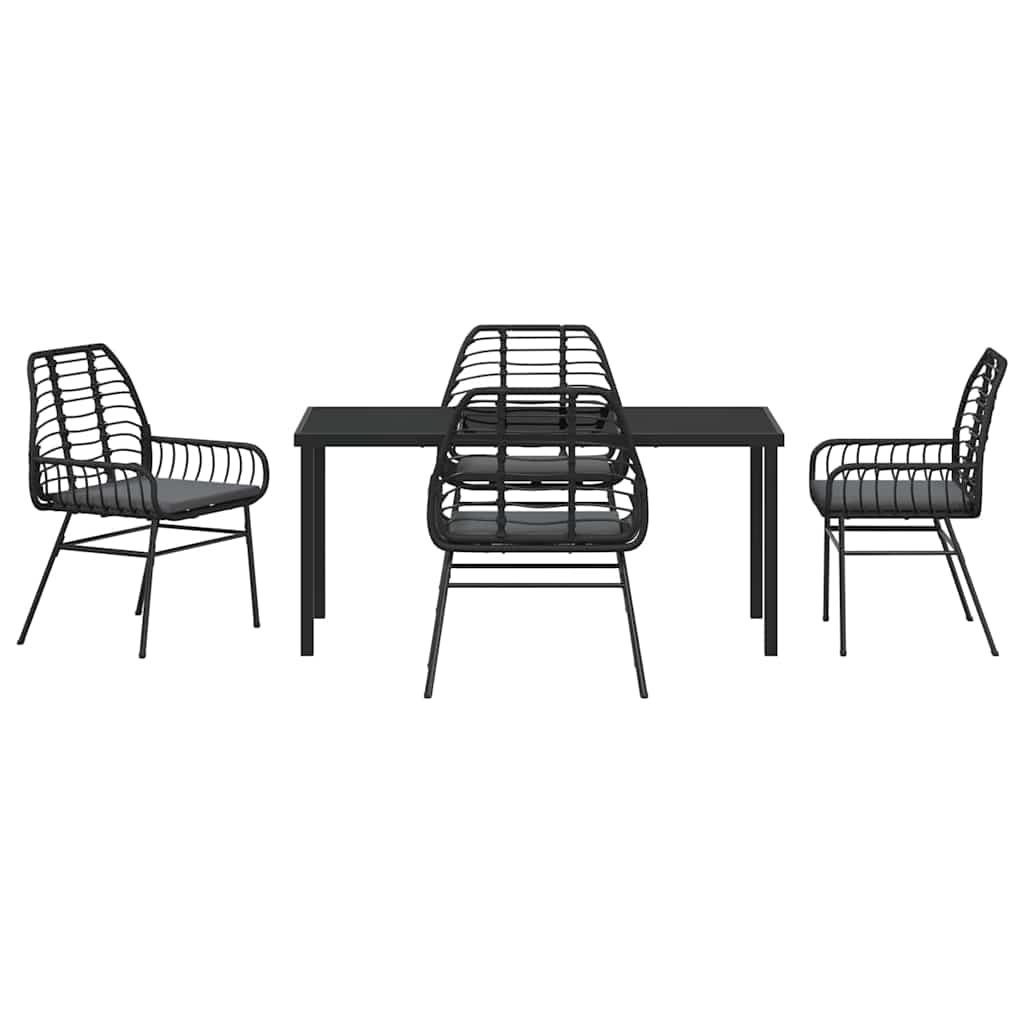 Garten Essgruppe 5 pcs Schwarz Poly-Rattan