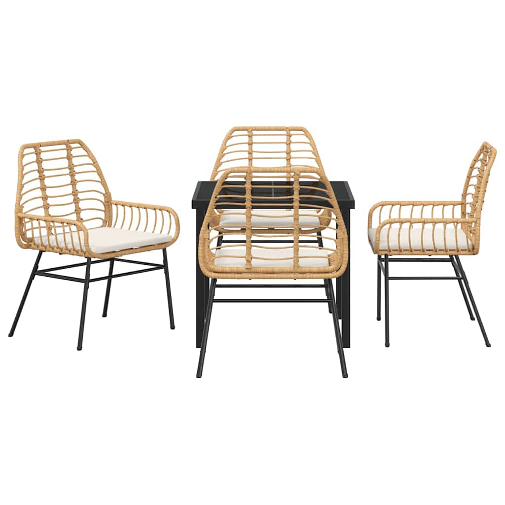 Garten Essgruppe 5 pcs Braun Poly-Rattan