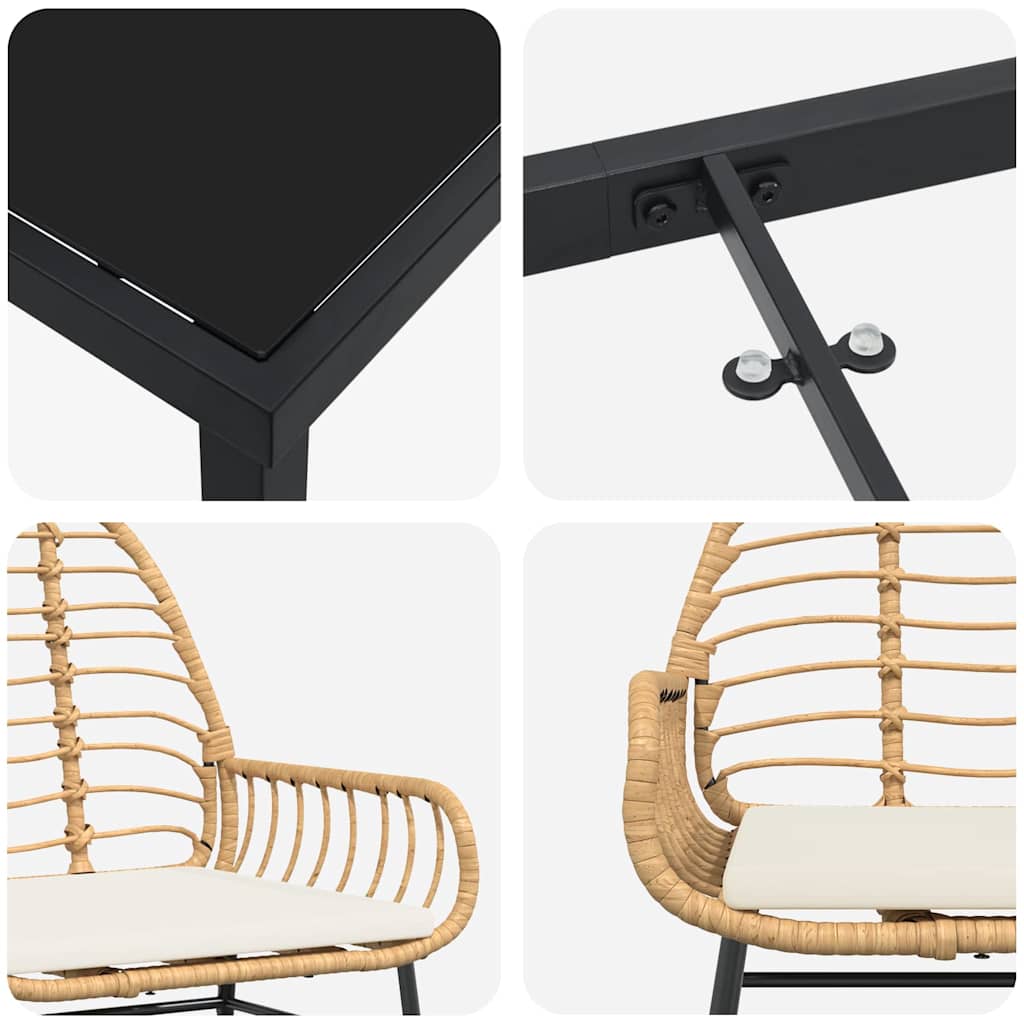 Garten Essgruppe 5 pcs Braun Poly-Rattan