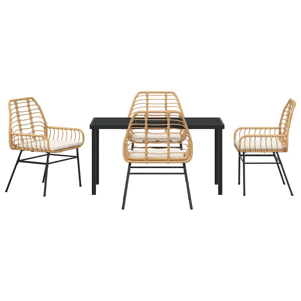 Garten Essgruppe 5 pcs Braun Poly-Rattan