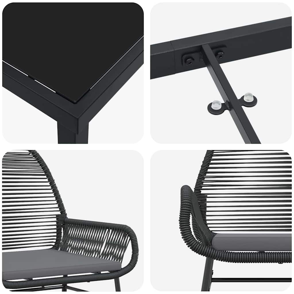 Garten Essgruppe 5 pcs Schwarz Poly-Rattan