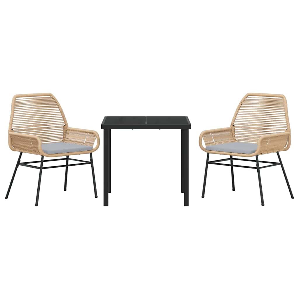 Garten Essgruppe 3 pcs Braun Poly-Rattan