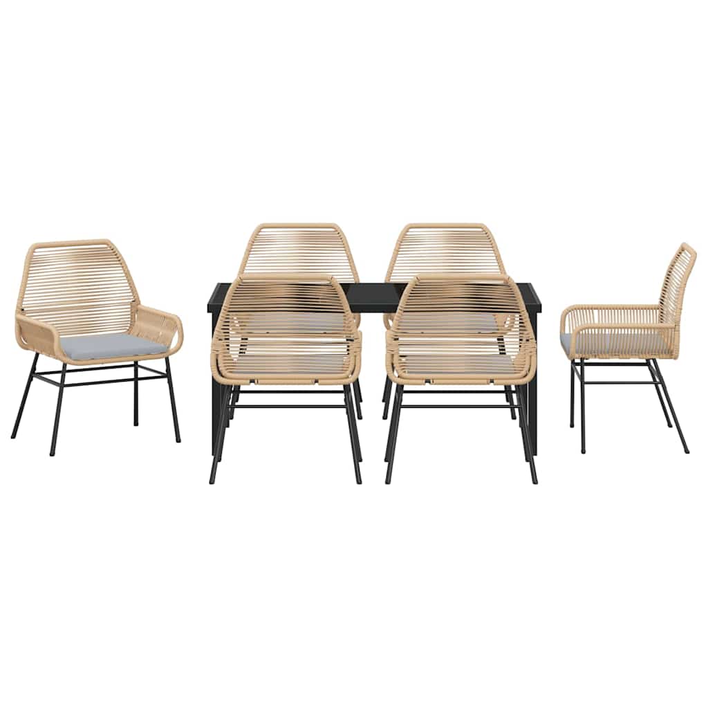 Garten Essgruppe 7 pcs Braun Poly-Rattan