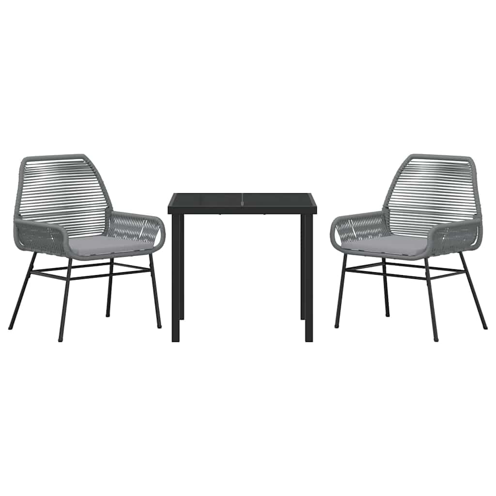 Garten Essgruppe 3 pcs Grau Poly-Rattan