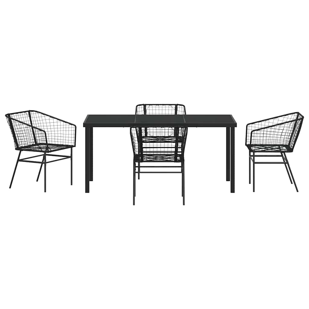Garten Essgruppe 5 pcs Schwarz Poly-Rattan