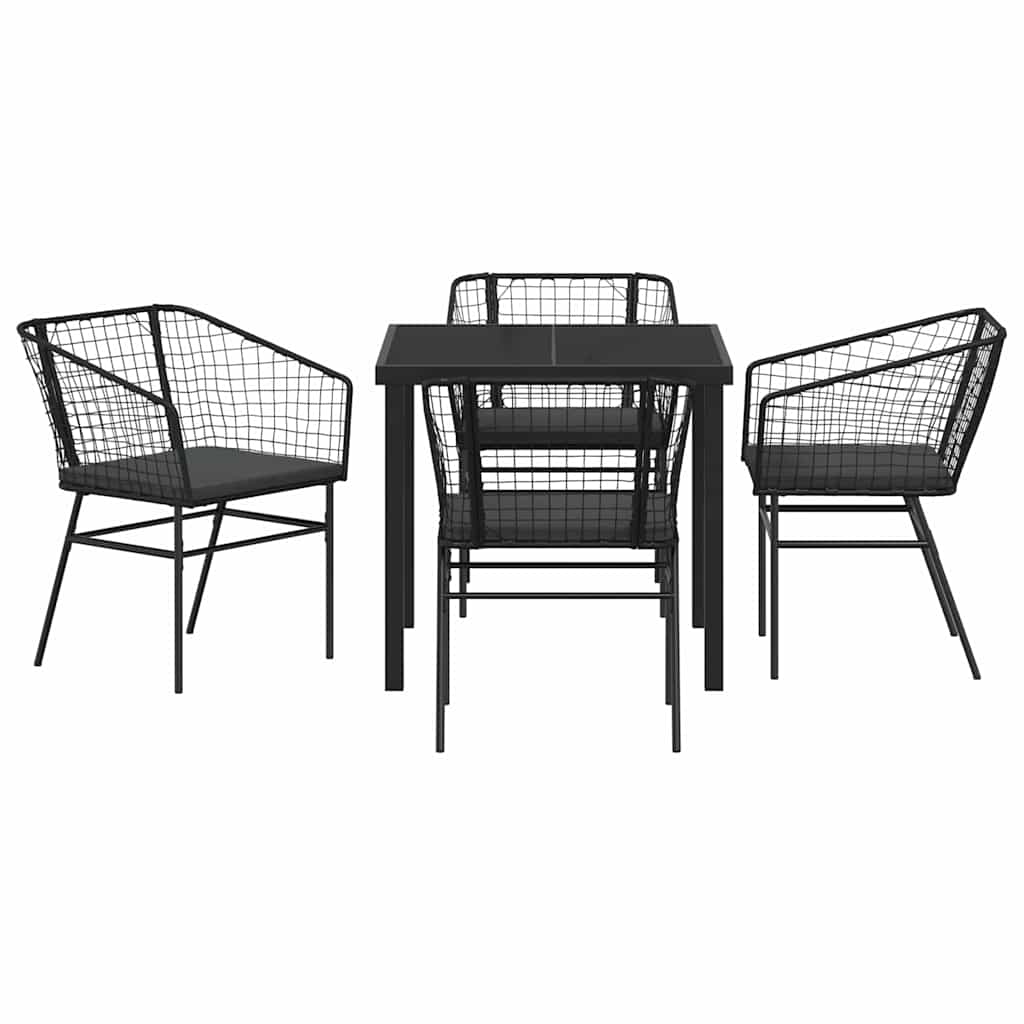 Garten Essgruppe 5 pcs Schwarz Poly-Rattan