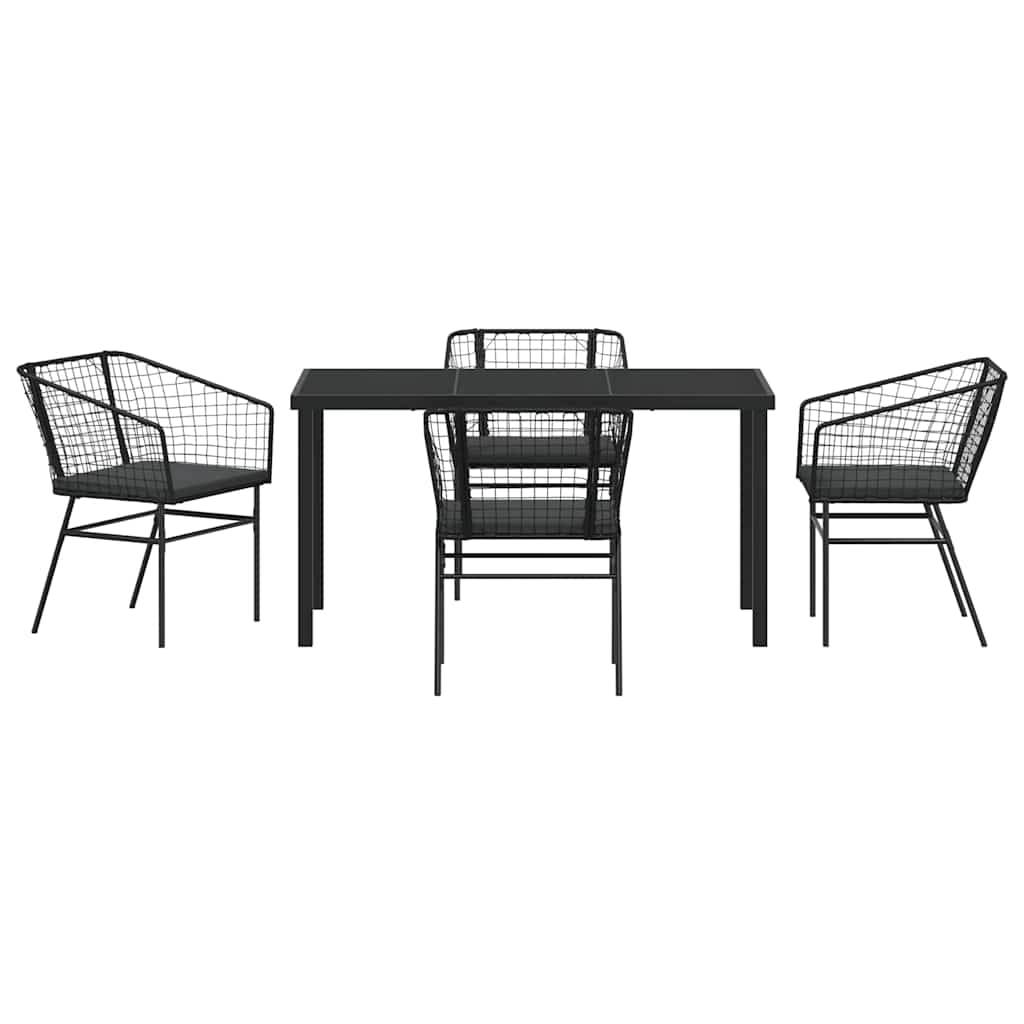 Garten Essgruppe 5 pcs Schwarz Poly-Rattan