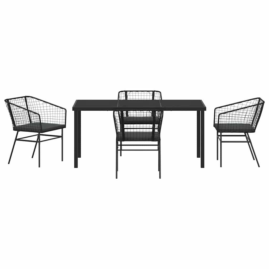 Garten Essgruppe 5 pcs Schwarz Poly-Rattan