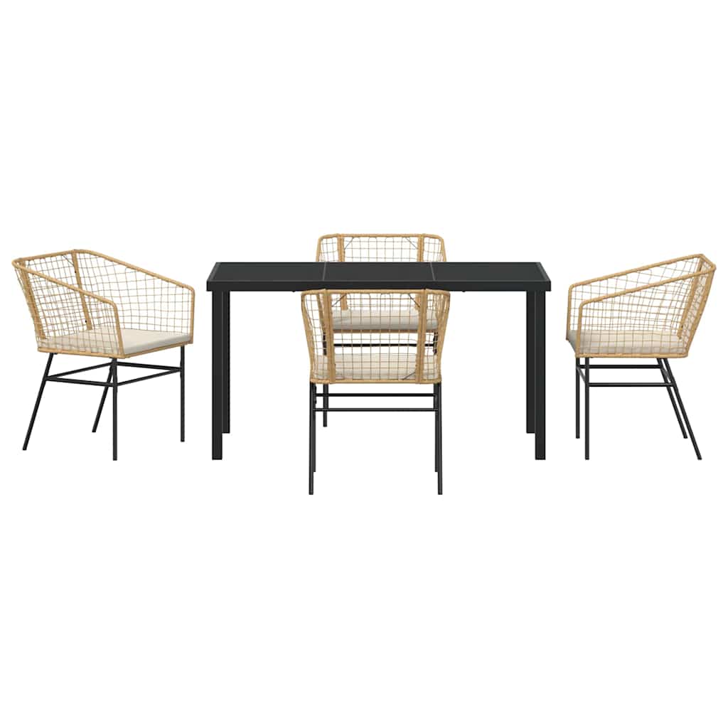 Garten Essgruppe 5 pcs Braun Poly-Rattan