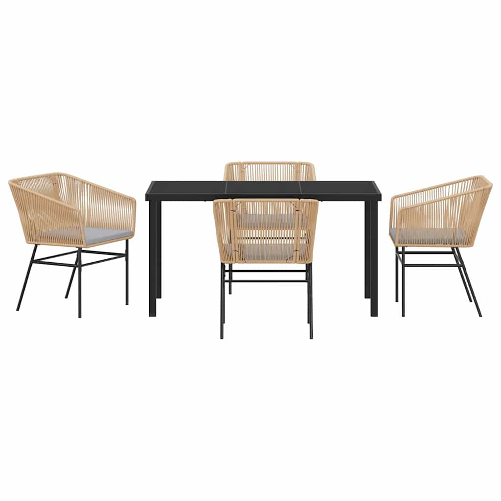 Garten Essgruppe 5 pcs Braun Poly Rattan