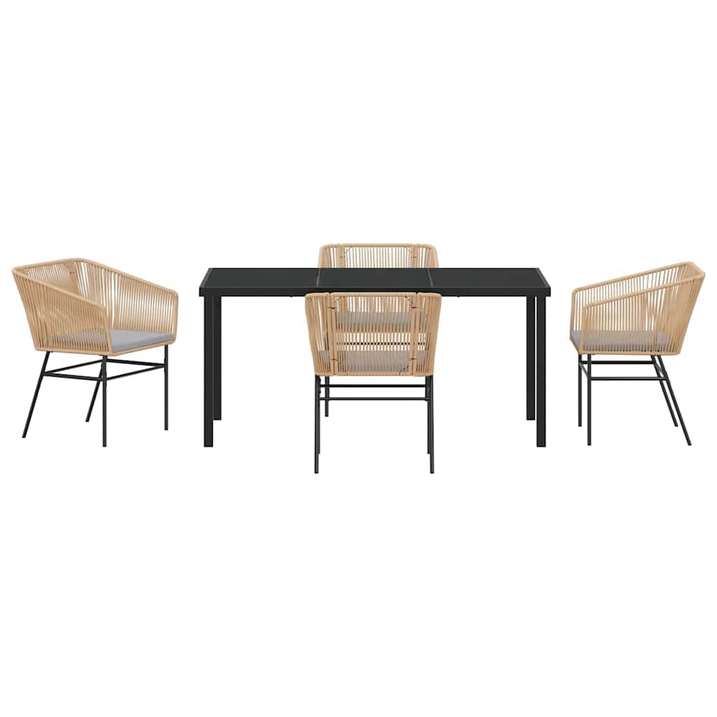 Garten Essgruppe 5 pcs Braun Poly Rattan