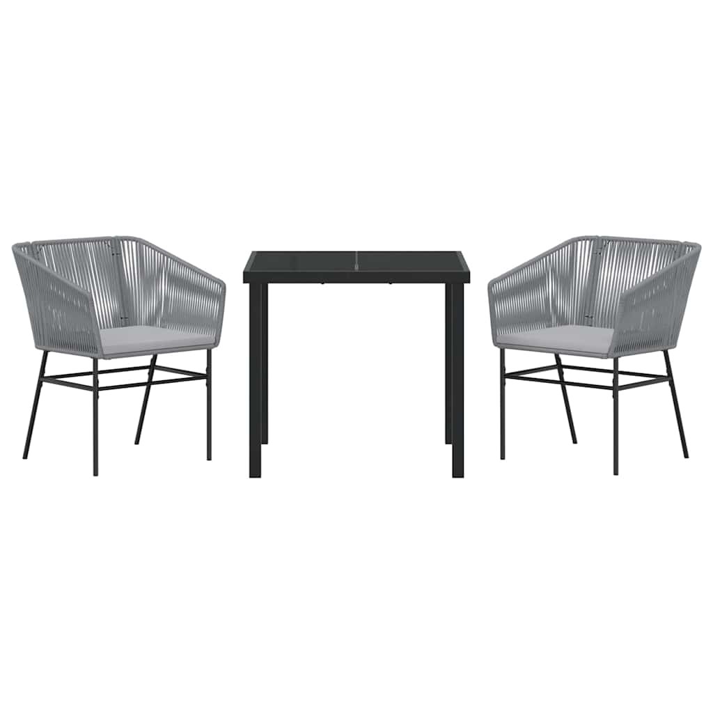 Garten Essgruppe 3 pcs Grau Poly Rattan