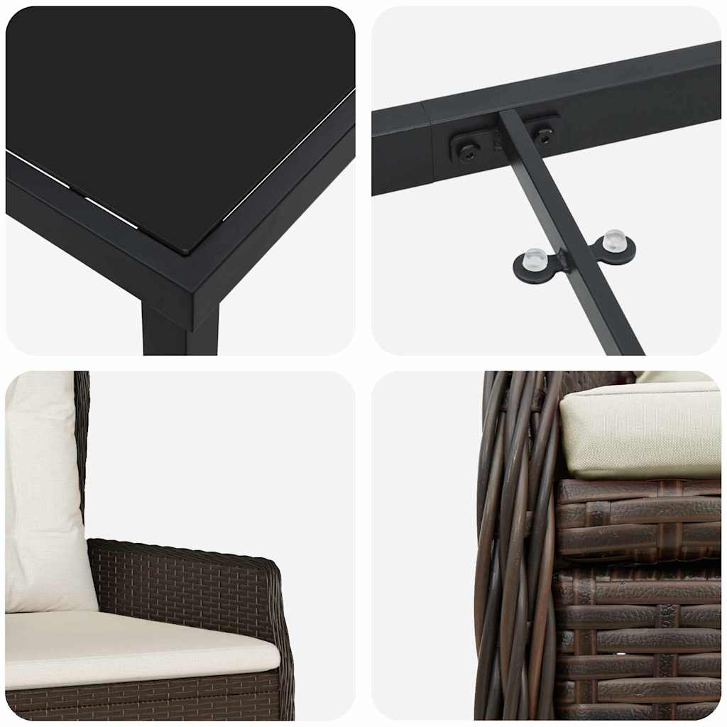 Garten Essgruppe 5 pcs Braun Poly-Rattan