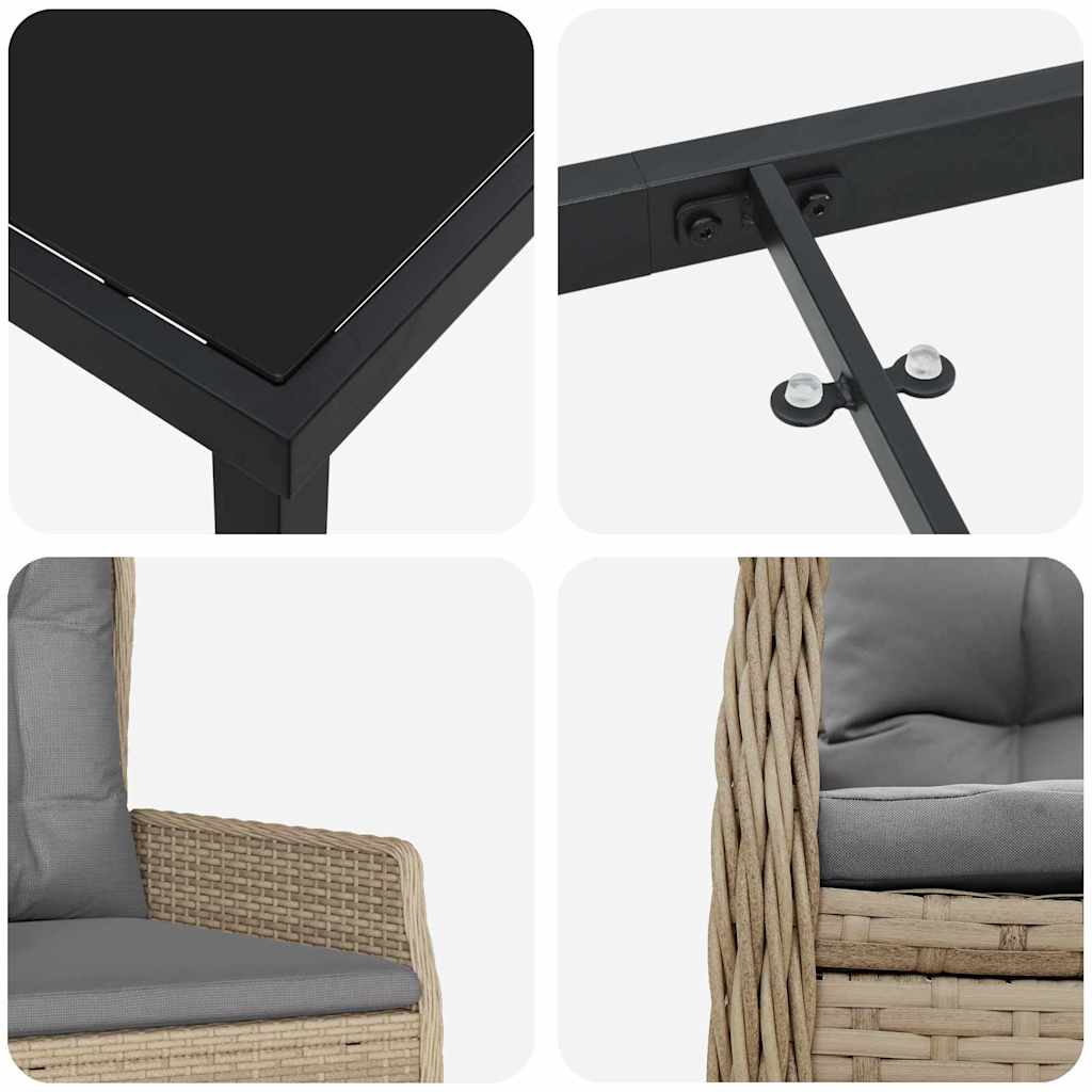 Garten Essgruppe 7 pcs Beige Poly-Rattan