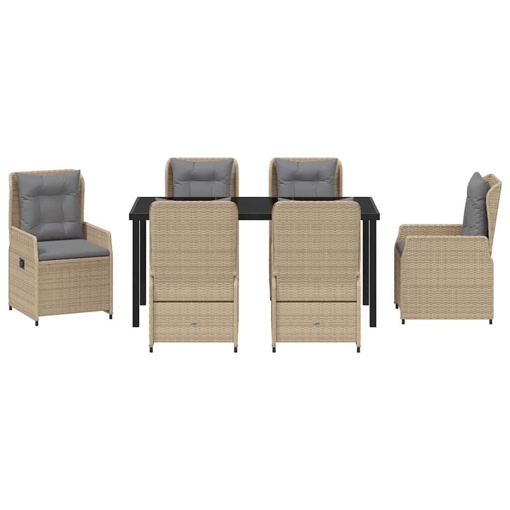 Garten Essgruppe 7 pcs Beige Poly-Rattan