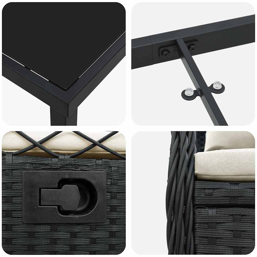 Garten Essgruppe 5 pcs Schwarz Poly-Rattan