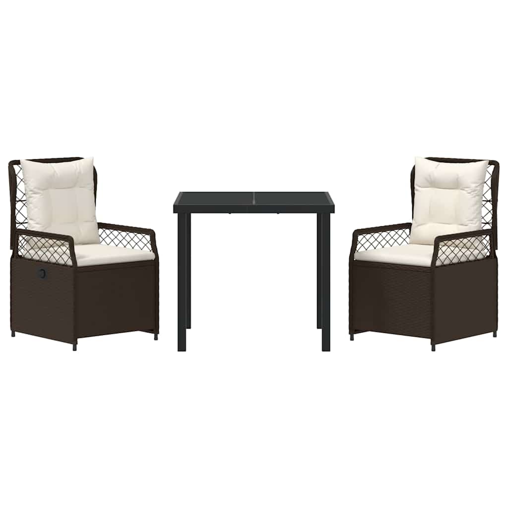 Garten Essgruppe 3 pcs Braun Poly-Rattan