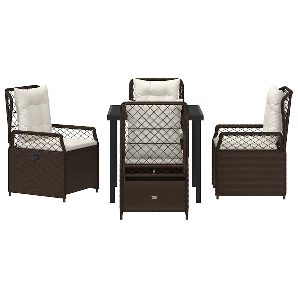 Garten Essgruppe 5 pcs Braun Poly-Rattan