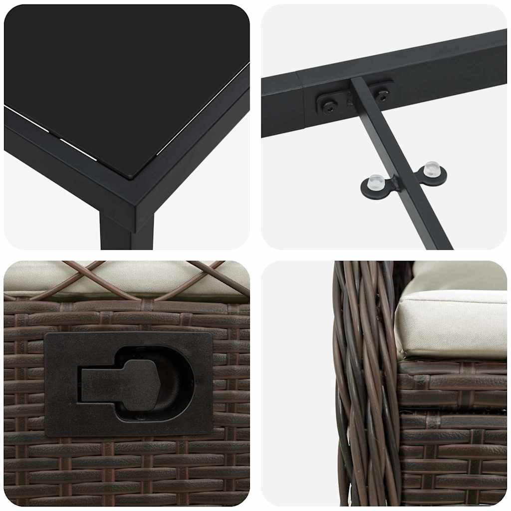 Garten Essgruppe 5 pcs Braun Poly-Rattan