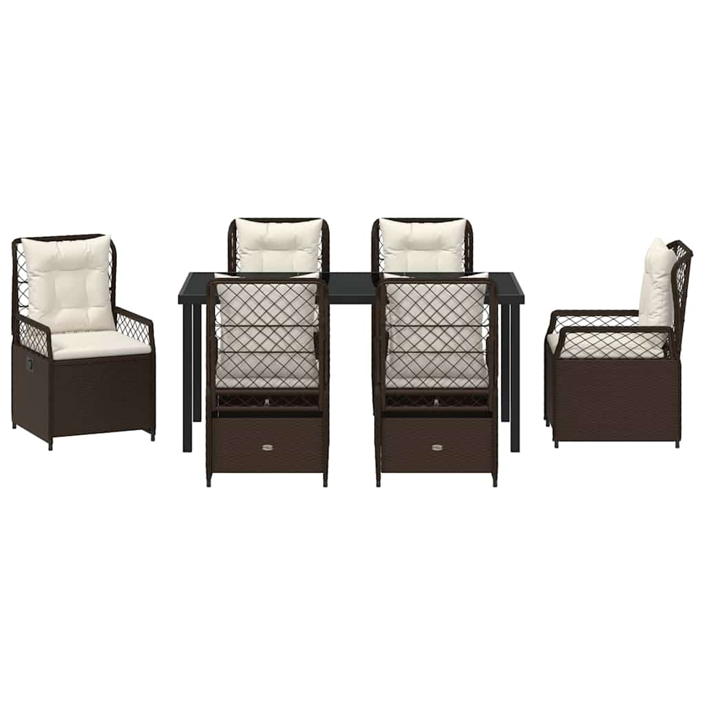 Garten Essgruppe 7 pcs Braun Poly-Rattan