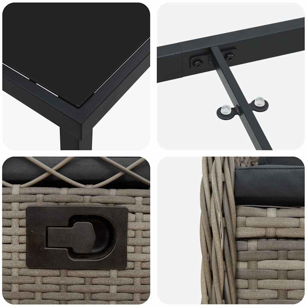 Garten Essgruppe 5 pcs Grau Poly-Rattan