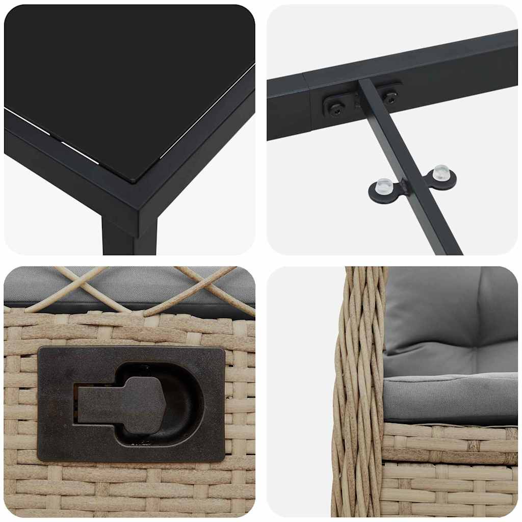 Garten Essgruppe 7 pcs Beige Poly-Rattan