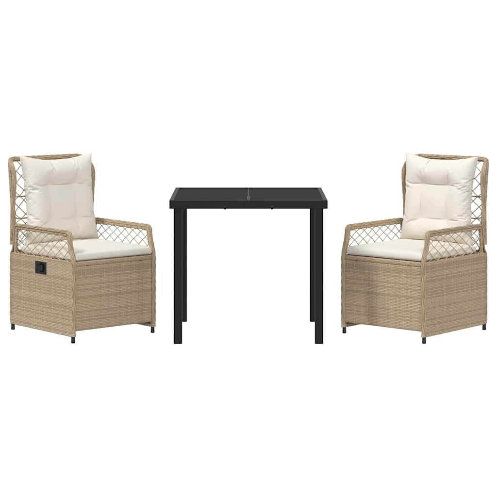 Garten Essgruppe 3 pcs Beige Poly-Rattan