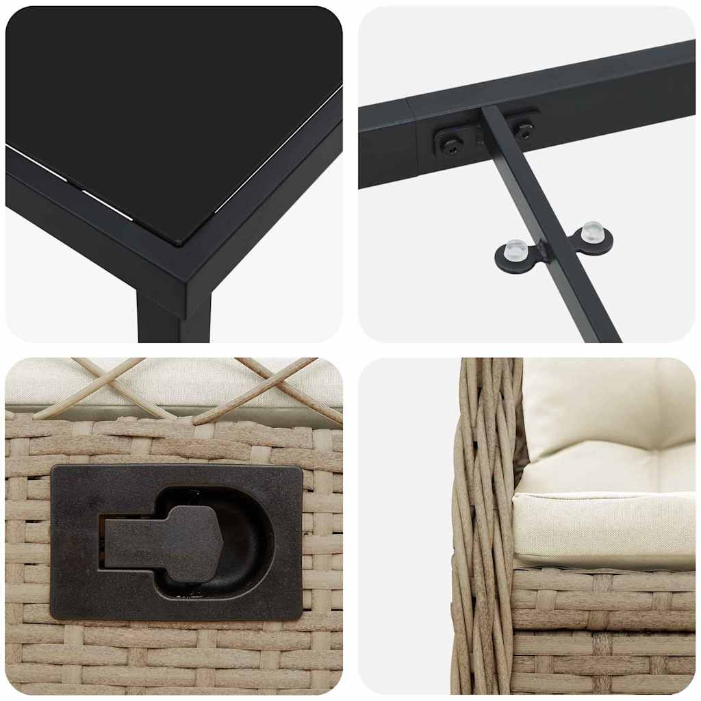 Garten Essgruppe 7 pcs Beige Poly-Rattan