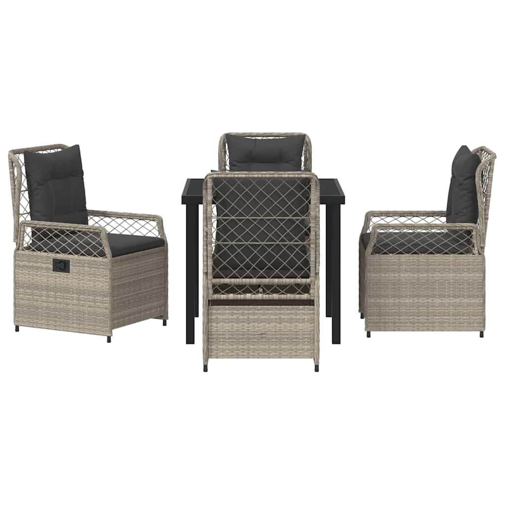 Garten Essgruppe 5 pcs Hellgrau Poly-Rattan