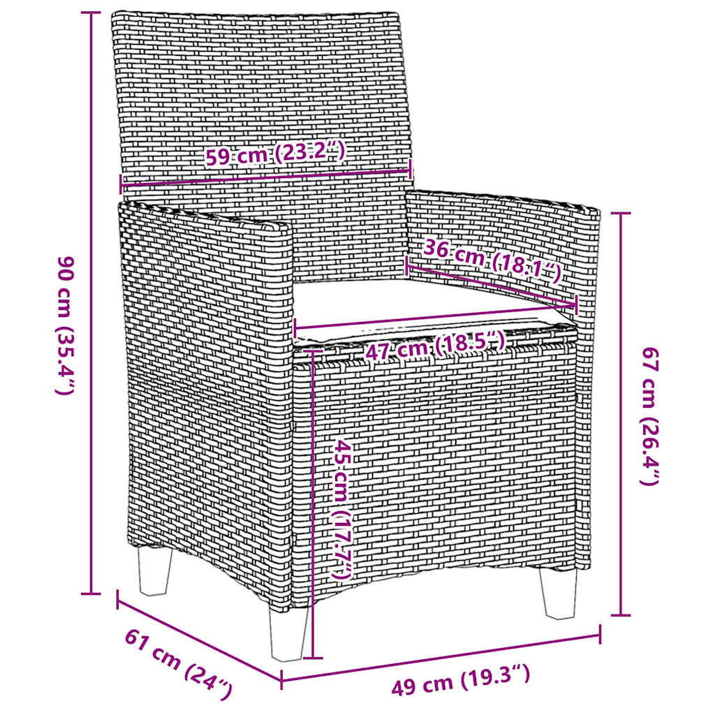 Garten Essgruppe 7 pcs Schwarz Poly-Rattan